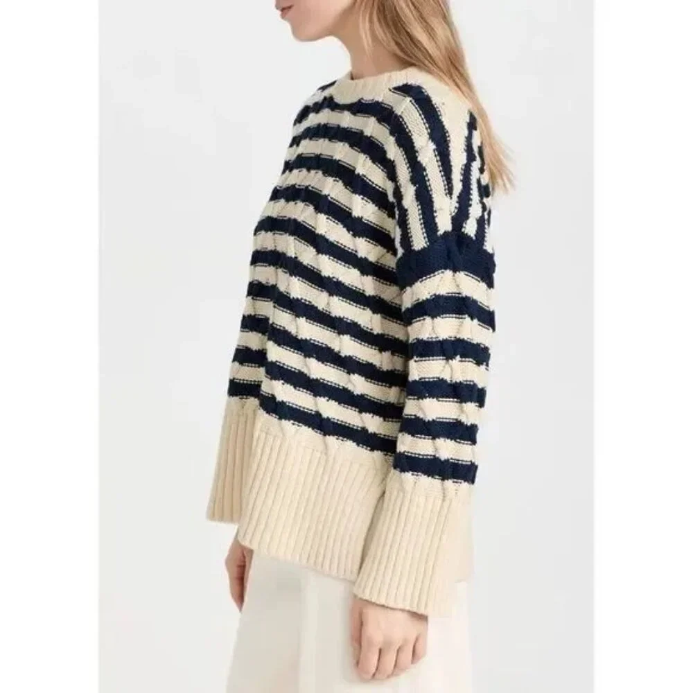 Madewell Cable Knit Striped Sweater - Picture 5 of 6